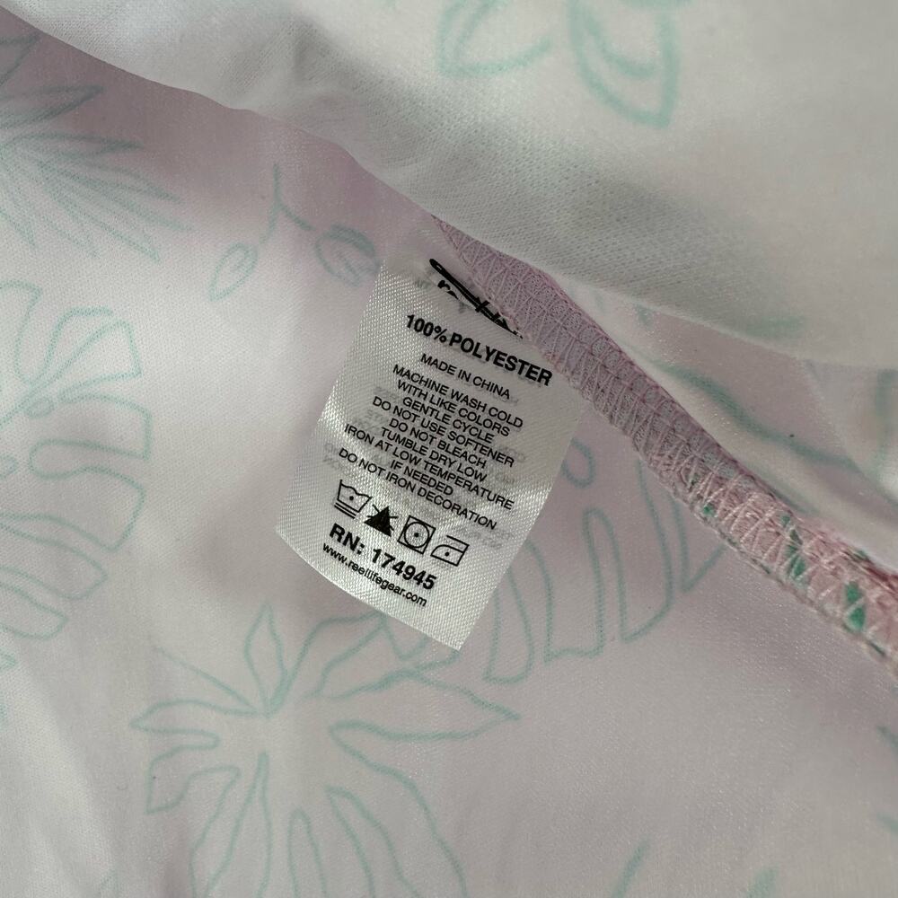 Reel Life size Medium long sleeve outdoor sun boat shirt pink green floral - Picture 6 of 6